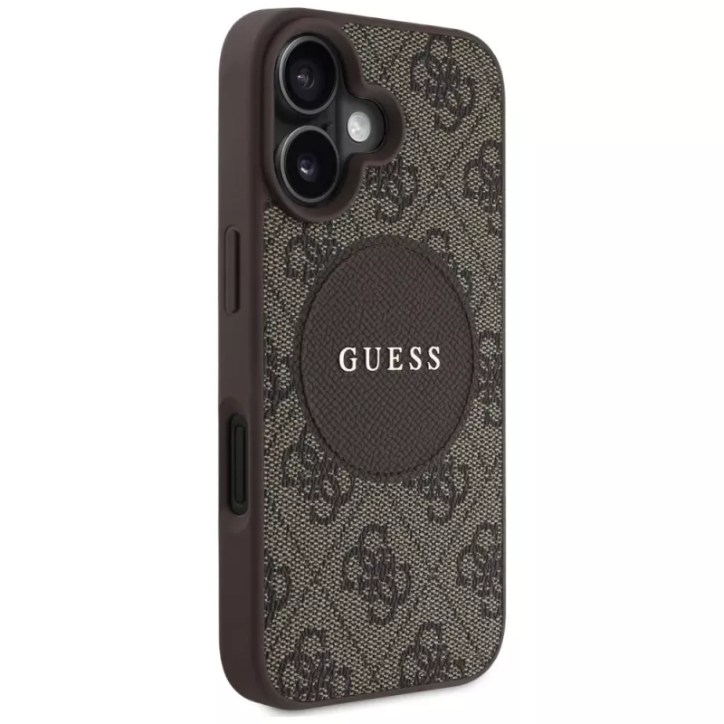 Guess 4G Circle Classic Logo Custodia MagSafe per iPhone 16, marrone
