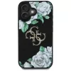 Guess Grained Roses Big 4G Logo Cover per Apple iPhone 16, nero