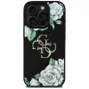 Guess Grained Roses Big 4G Logo Cover per iPhone 16 Pro Max, nero