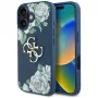 Guess Grained Roses Big 4G Logo Cover per Apple iPhone 16 - blu