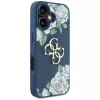 Guess Grained Roses Big 4G Logo Cover per Apple iPhone 16 - blu