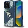 Guess Grained Roses Big 4G Logo Cover posteriore per Apple iPhone 16 Pro - Blu