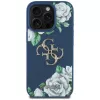 Guess Grained Roses Big 4G Logo Cover posteriore per Apple iPhone 16 Pro - Blu