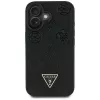 Guess Grained Hot Stamp Peony Triangle Logo MagSafe Cover per iPhone 16 (nero)