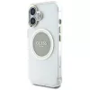 Guess IML Metal Colored Circle Classic Logo MagSafe Cover per iPhone 16 (grigio)