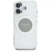 Guess IML Metal Colored Circle Classic Logo MagSafe Cover per iPhone 16 (grigio)