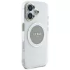 Guess IML Metal Colored Circle Classic Logo MagSafe Cover per iPhone 16 (grigio)