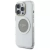 Guess IML Metal Colored Circle Classic Logo MagSafe Cover per iPhone 16 Pro (grigio)