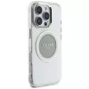 Guess IML Metal Colored Circle Classic Logo MagSafe Cover per iPhone 16 Pro (grigio)