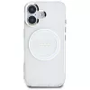 Guess IML Metal Colored Circle Classic Logo MagSafe Cover per iPhone 16 (bianco)