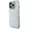 Guess IML Metal Colored Circle Classic Logo MagSafe Cover per iPhone 16 Pro (bianco)