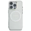 Guess IML Metal Colored Circle Classic Logo MagSafe Cover per iPhone 16 Pro (bianco)