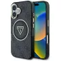 Guess IML Metal Glitter 4G Circle Triangle MagSafe Cover per Apple iPhone 16 (nero)