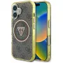 Guess IML Metal Glitter 4G Circle Triangle MagSafe Cover per iPhone 16 (marrone)