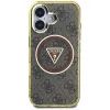 Guess IML Metal Glitter 4G Circle Triangle MagSafe Cover per iPhone 16 (marrone)