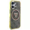 Guess IML Metal Glitter 4G Circle Triangle MagSafe Cover per iPhone 16 (marrone)