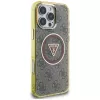 Guess IML Metal Glitter 4G Circle Triangle MagSafe Cover per iPhone 16 Pro (marrone)