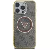 Guess IML Metal Glitter 4G Circle Triangle MagSafe Cover per iPhone 16 Pro Max (marrone)