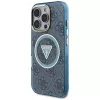 Guess IML Metal Glitter 4G Circle Triangle MagSafe Cover per iPhone 16 Pro (blu)