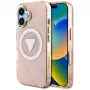 Guess IML Metal Glitter 4G Circle Triangle MagSafe Cover per iPhone 16 (rosa)