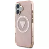 Guess IML Metal Glitter 4G Circle Triangle MagSafe Cover per iPhone 16 (rosa)