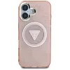 Guess IML Metal Glitter 4G Circle Triangle MagSafe Cover per iPhone 16 (rosa)