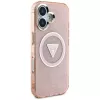 Guess IML Metal Glitter 4G Circle Triangle MagSafe Cover per iPhone 16 (rosa)
