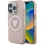 Guess IML Metal Glitter 4G Circle Triangle Cover posteriore MagSafe per Apple iPhone 16 Pro (Rosa)