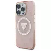 Guess IML Metal Glitter 4G Circle Triangle Cover posteriore MagSafe per Apple iPhone 16 Pro (Rosa)