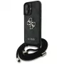Guess 4G Big Logo Cord Strap Crossbody Cover per iPhone 16, nero