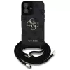 Guess 4G Big Logo Cord Strap Crossbody Cover per iPhone 16, nero