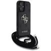 Guess 4G Big Logo Cord Strap Crossbody Cover per iPhone 16, nero