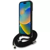 Guess 4G Big Logo Cord Strap Crossbody Cover per iPhone 16, nero