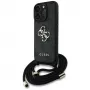 Guess 4G Big Logo Cord Strap Crossbody Cover per iPhone 16 Pro (nero)