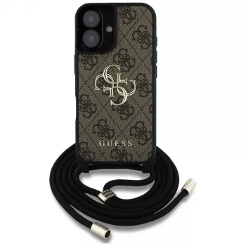 Guess 4G Big Logo Cord Strap Crossbody Cover per iPhone 16 Plus - marrone