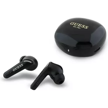 Guess Flat Classic Logo Electroplated TWS Auricolari con custodia di ricarica (nero)
