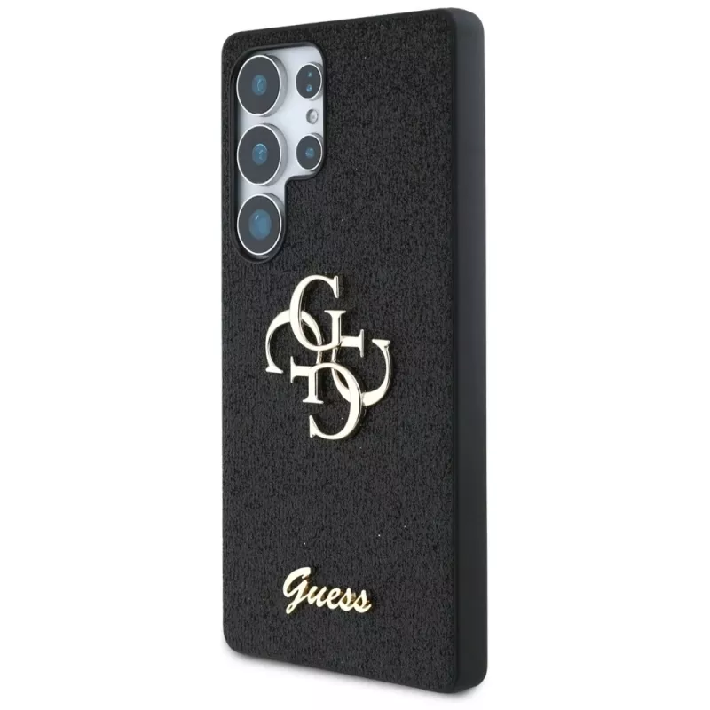 Guess Fixed Glitter Big 4G Metal Logo Cover per Samsung Galaxy S25 Ultra (nero)