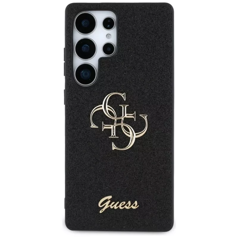 Guess Fixed Glitter Big 4G Metal Logo Cover per Samsung Galaxy S25 Ultra (nero)
