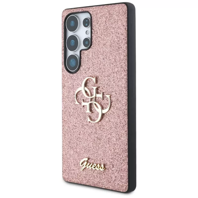 Guess Fixed Glitter Big 4G Metal Logo Cover per Samsung Galaxy S25 Ultra (rosa)