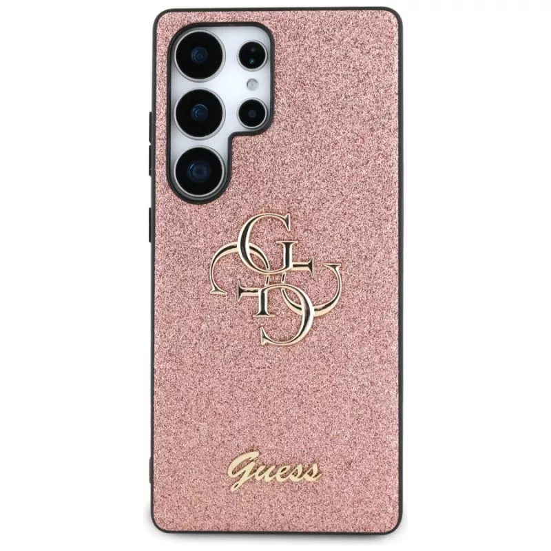 Guess Fixed Glitter Big 4G Metal Logo Cover per Samsung Galaxy S25 Ultra (rosa)