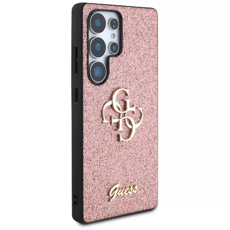 Guess Fixed Glitter Big 4G Metal Logo Cover per Samsung Galaxy S25 Ultra (rosa)