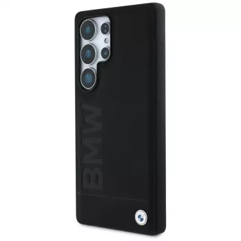 BMW Leather Big Wordmark Cover per Samsung Galaxy S25 Ultra nero