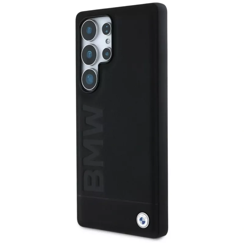 BMW Leather Big Wordmark Cover per Samsung Galaxy S25 Ultra nero