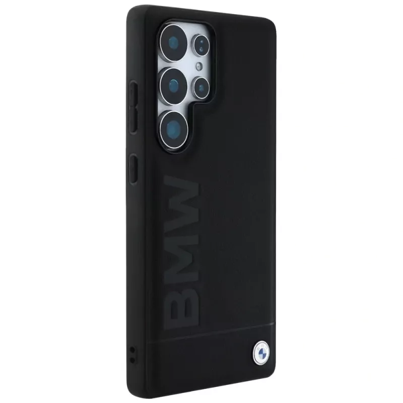 BMW Leather Big Wordmark Cover per Samsung Galaxy S25 Ultra nero