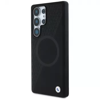 BMW Leder-Halbtextur MagSafe Cover per Samsung Galaxy S25 Ultra nero