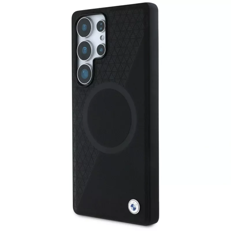 BMW Leder-Halbtextur MagSafe Cover per Samsung Galaxy S25 Ultra nero