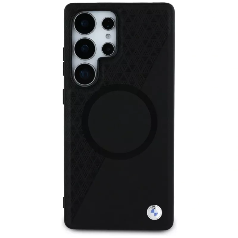 BMW Leder-Halbtextur MagSafe Cover per Samsung Galaxy S25 Ultra nero