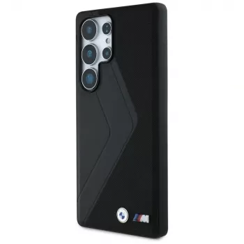 BMW Leder Oversized Stripes MagSafe Cover per Samsung Galaxy S25 Ultra nero