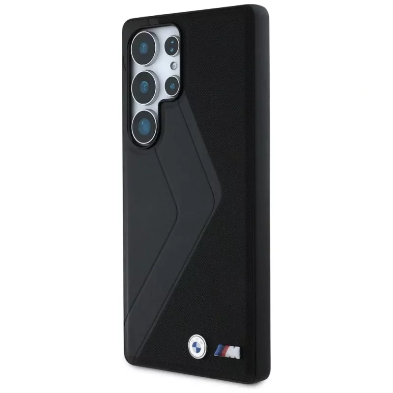 BMW Leder Oversized Stripes MagSafe Cover per Samsung Galaxy S25 Ultra nero