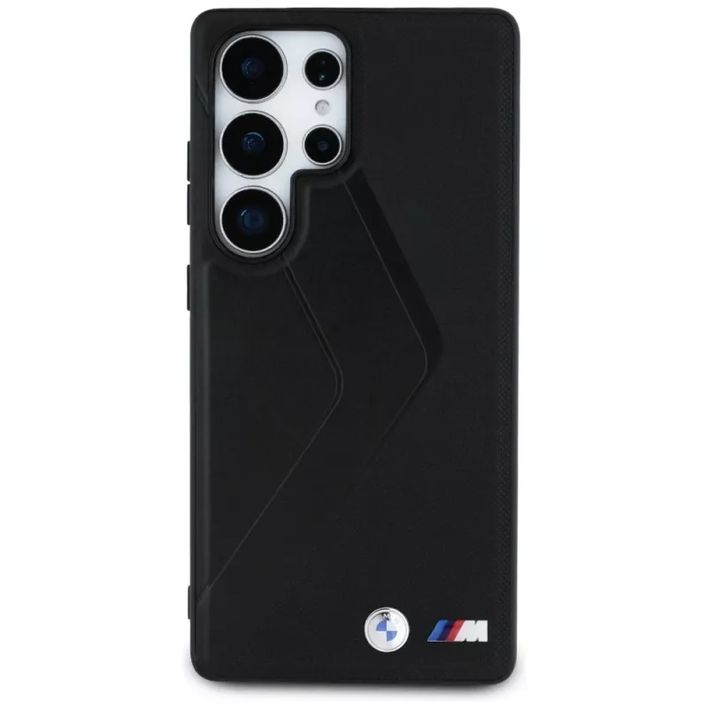 BMW Leder Oversized Stripes MagSafe Cover per Samsung Galaxy S25 Ultra nero
